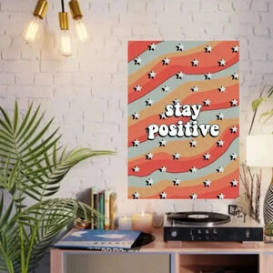 NEW! Urban Outfitters “Stay Positive” Vintage Star Canvas Wall Art